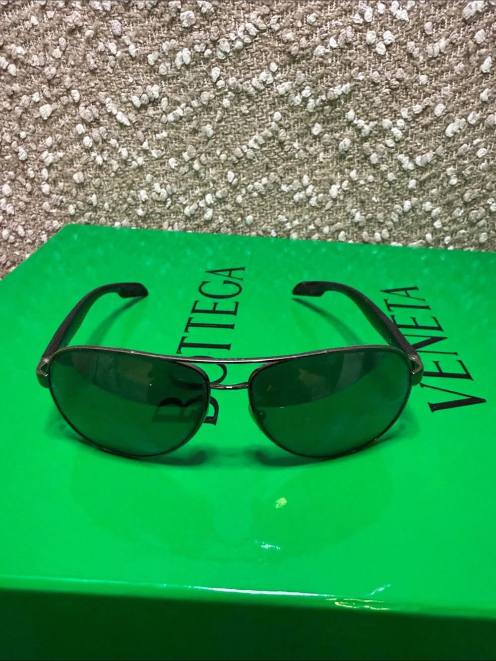 Prada Men's Aviator Sunglasses with Dark Green Lenses